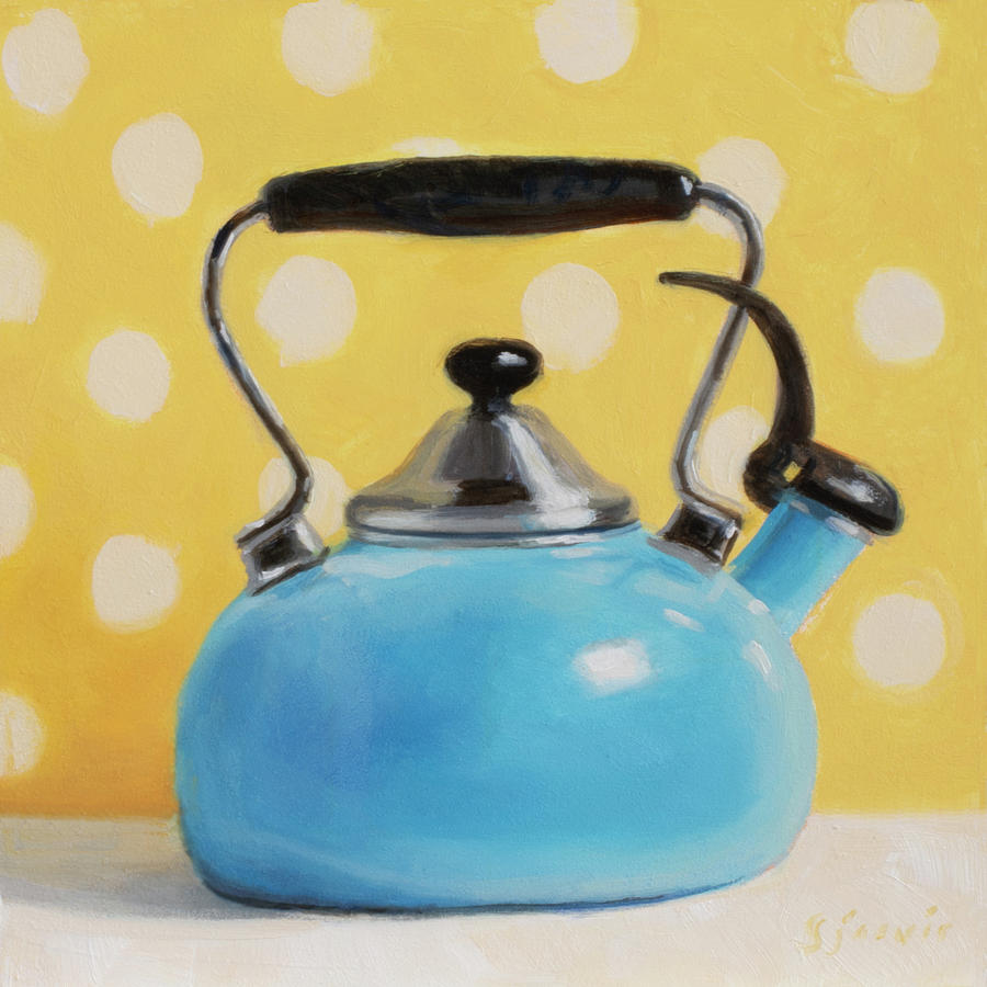 Teapot Painting - Blue Teapot by Susan N Jarvis