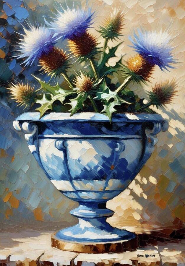 Flower Digital Art - Blue Thistle Bloom  by James Eye
