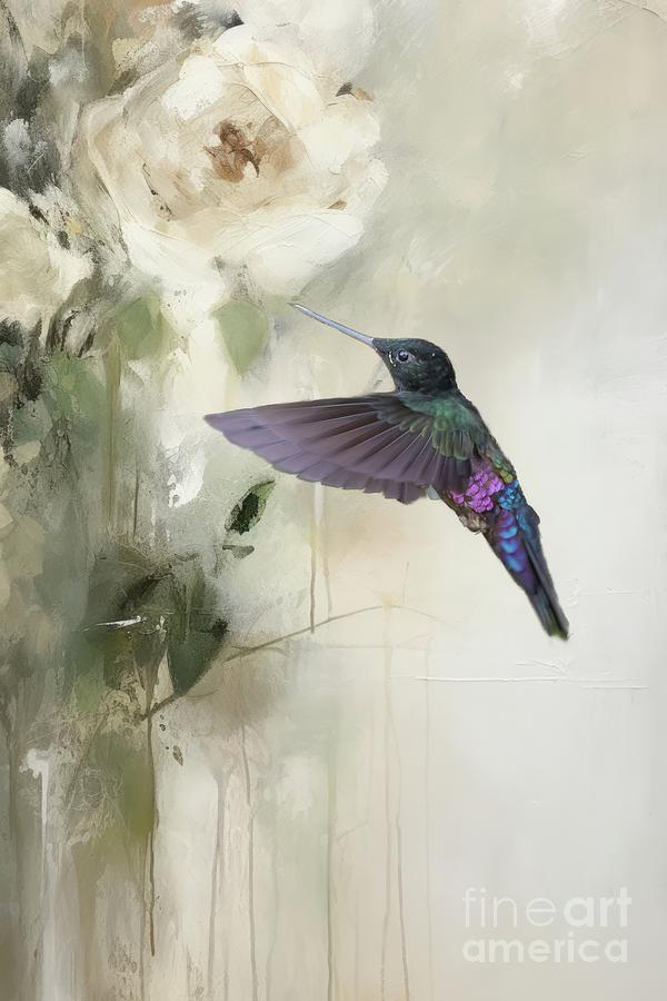 Hummingbird Photograph - Blue-Throated Starfrontlet Flying by Eva Lechner