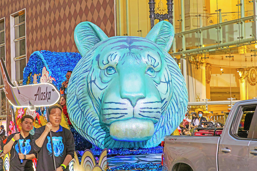 Blue Tiger Parade Float Photograph by Bonnie Follett