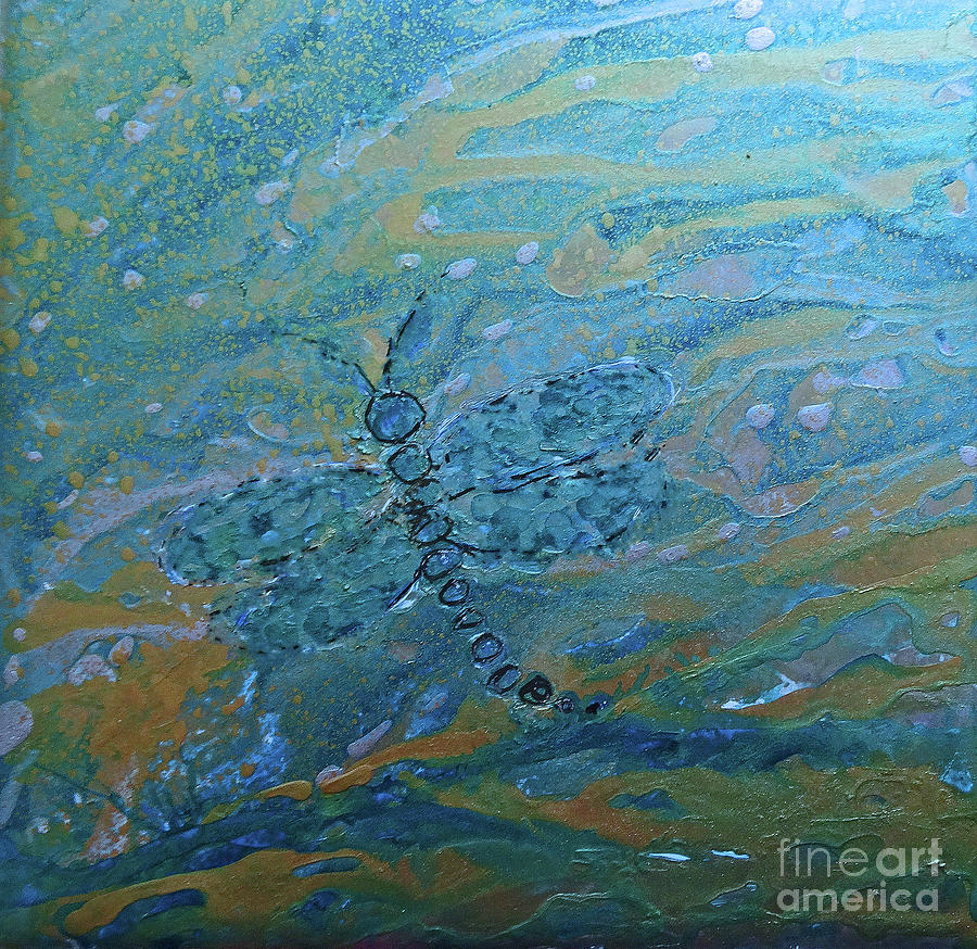 Blue Topaz Dragonfly Painting by Eunice Warfel