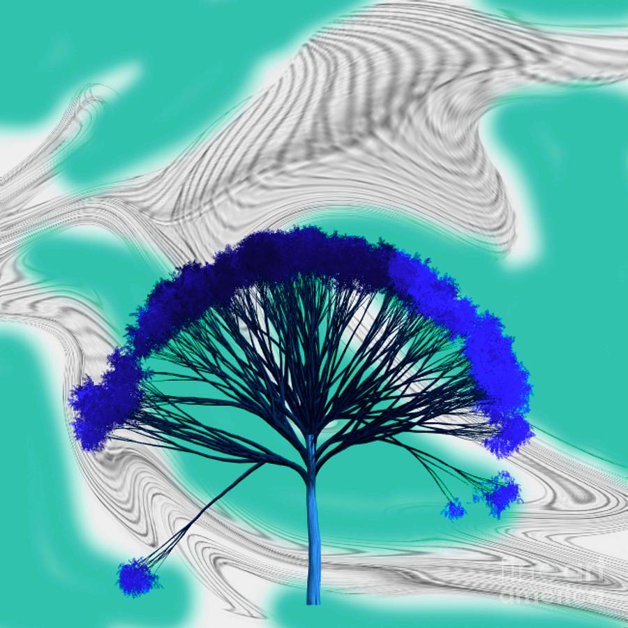Blue Tree In Timeline X Digital Art