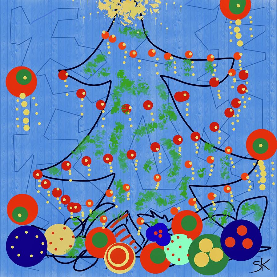 Blue Tree with Gifts Digital Art by Sherry Killam