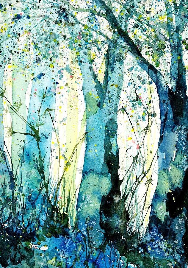Blue forest #1 Painting by Nataliya Vetter