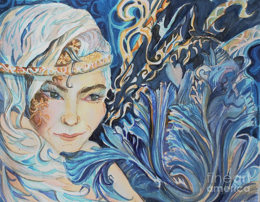 Nature Painting - Blue Tulip Fairy by Mindy Newman