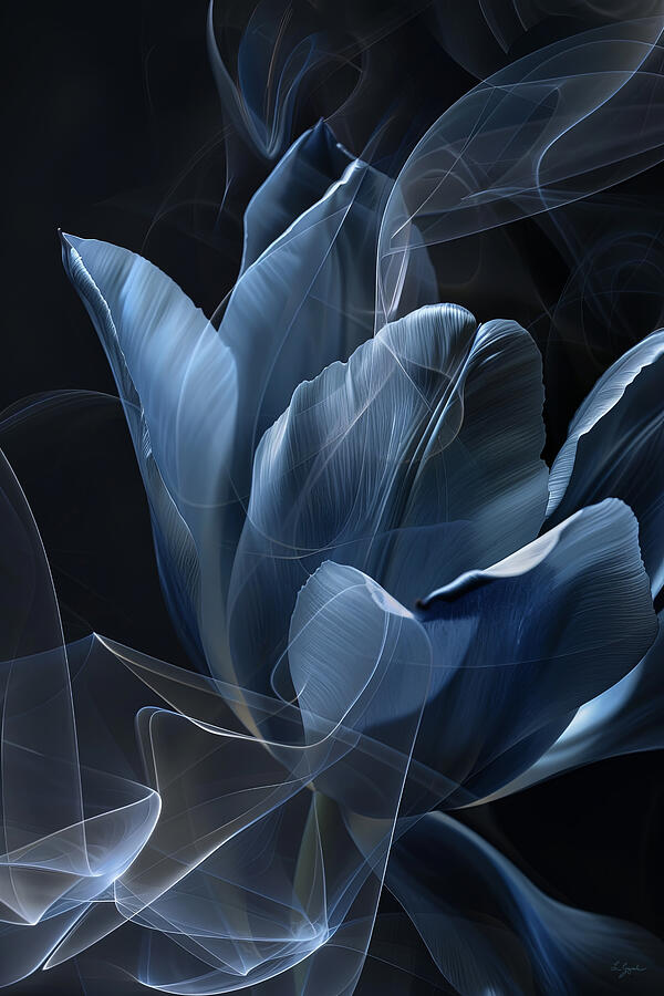 Blue Tulips Close Up Art Painting by Lourry Legarde