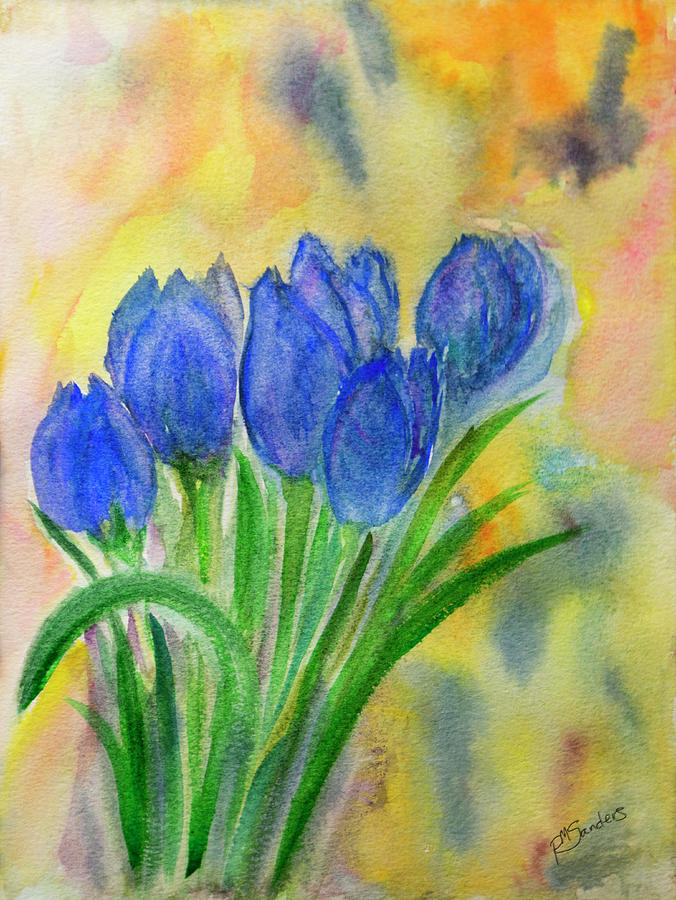 Blue Tulips Painting by Her Arts Desire