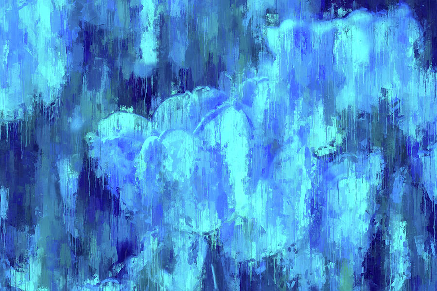 Blue Tulips On A Rainy Day Digital Art by Alex Mir