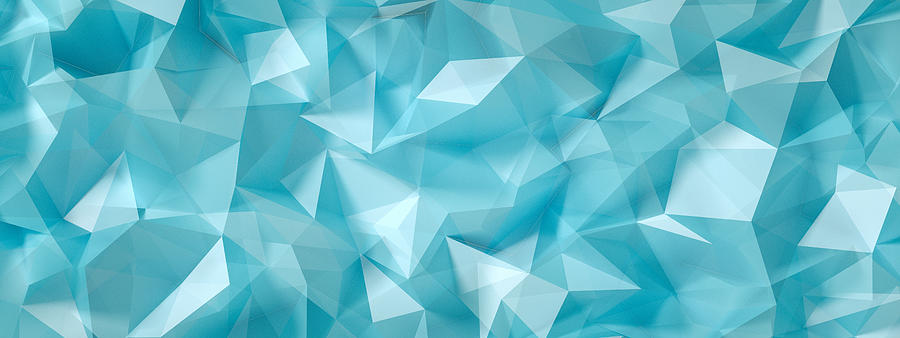 Blue, Turquoise Background With Crystals, Triangles. Vintage Illustration, 3d Rendering. Photograph