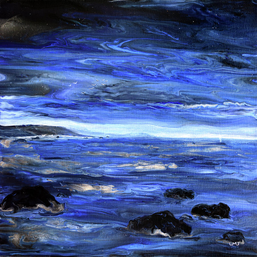 Blue Twilight At Depoe Bay Painting