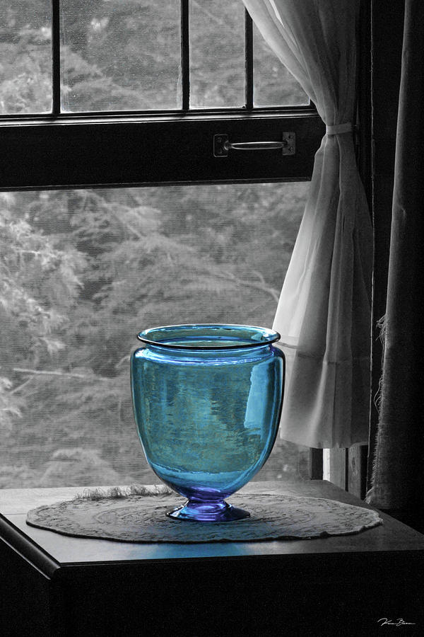 Blue Vase by Window Signed Photograph by Karen Kelm