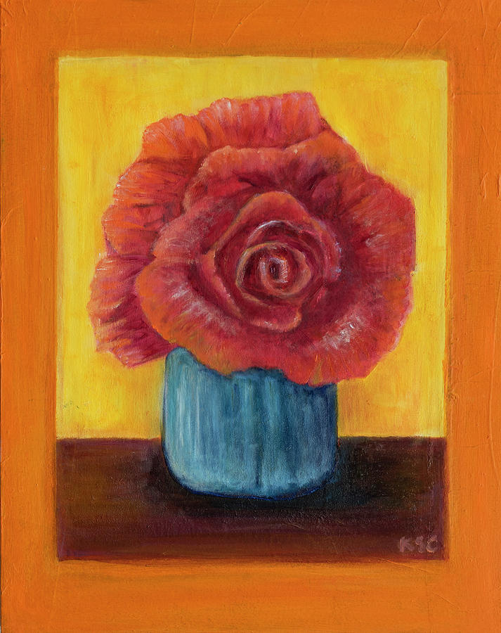 Blue Vase Painting by Karen Conley
