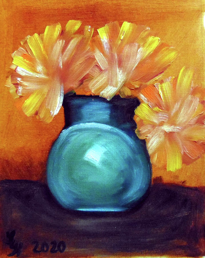 Blue vase Painting by Loretta Nash