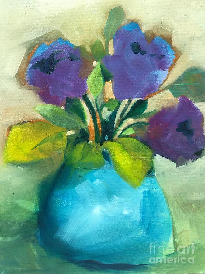 Blue Vase Painting by Michelle Abrams