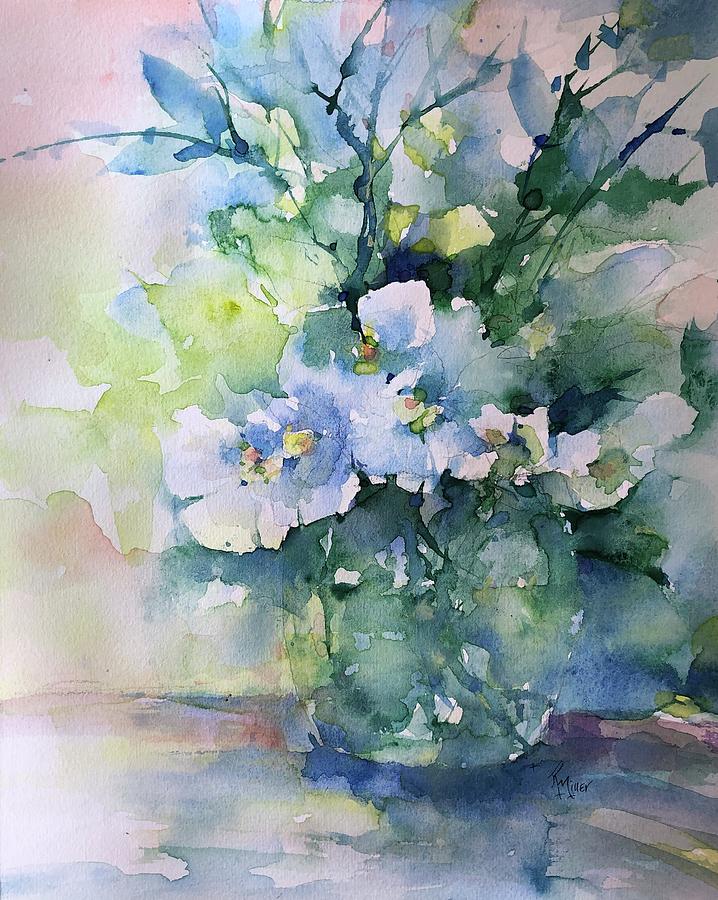 Blue Vase Painting by Robin Miller-Bookhout