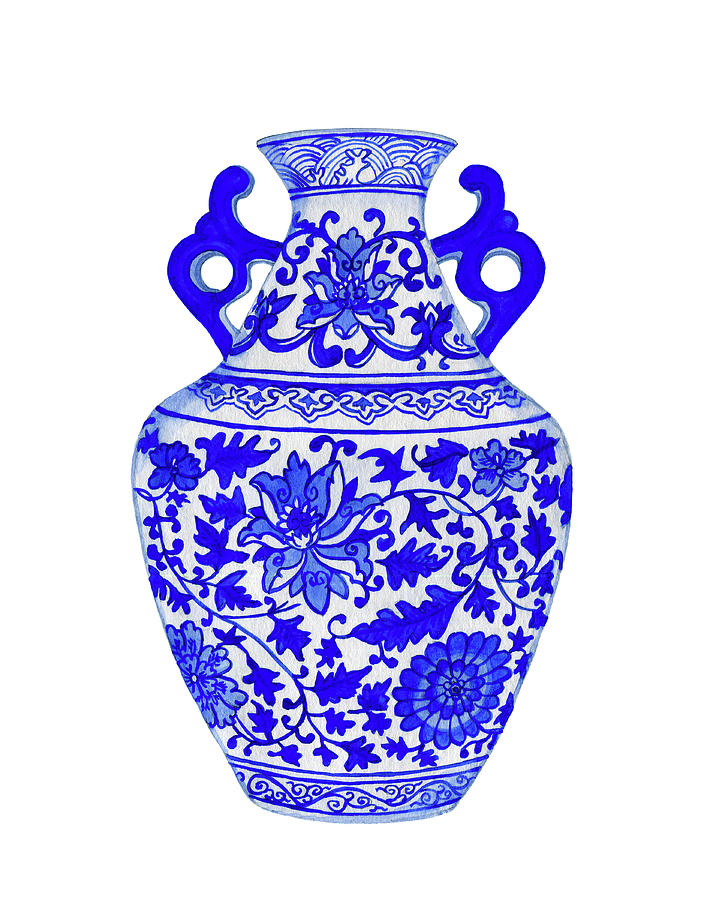 Blue Vase Painting by Sasha Solomon | Pixels