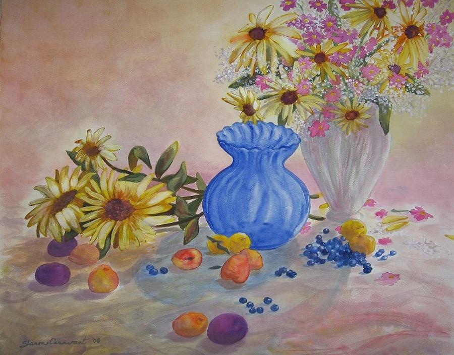 Blue Vase Painting by Sharon Casavant