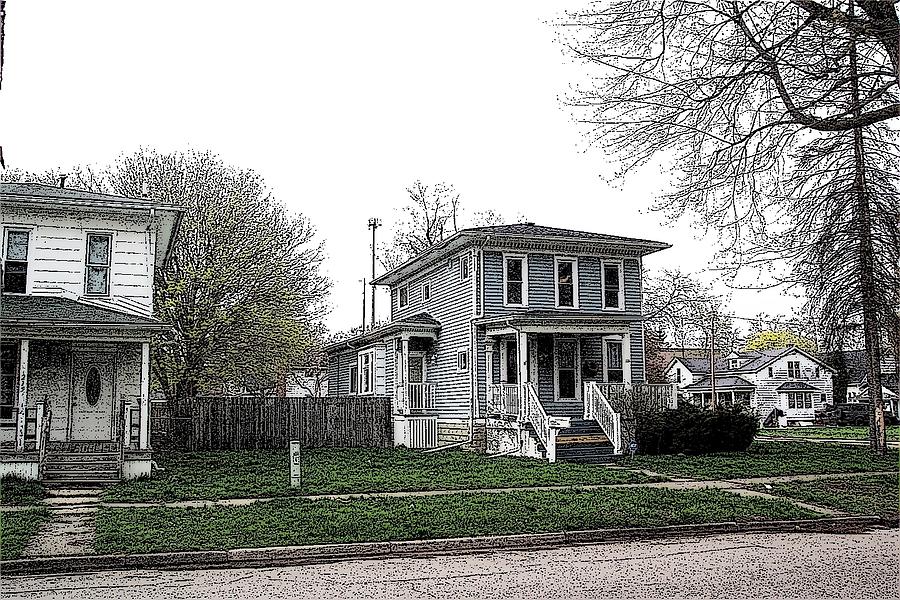 Blue Victorian Home Sketch Photograph by Reynold Jay