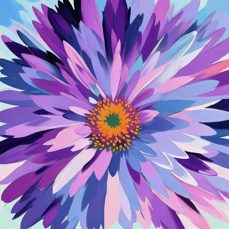 Blue Violet Double Daisy Digital Art by Regina Valluzzi