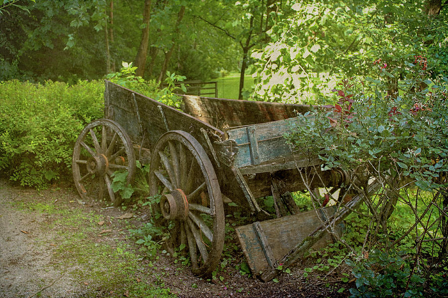 Blue Wagon - Antiqued Photograph