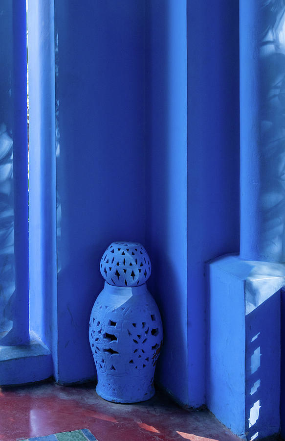 Blue Wall with vase Photograph by Roni Chastain