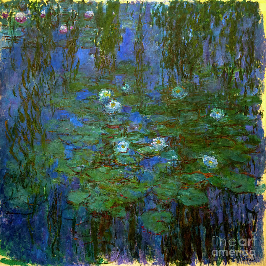 Blue Water Lilies, Nympheas Bleus, 1916-1919 Photograph By Claude Monet ...