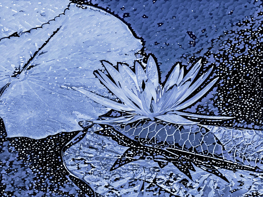 Blue Water Lily Abstract  Digital Art by Marianne Campolongo