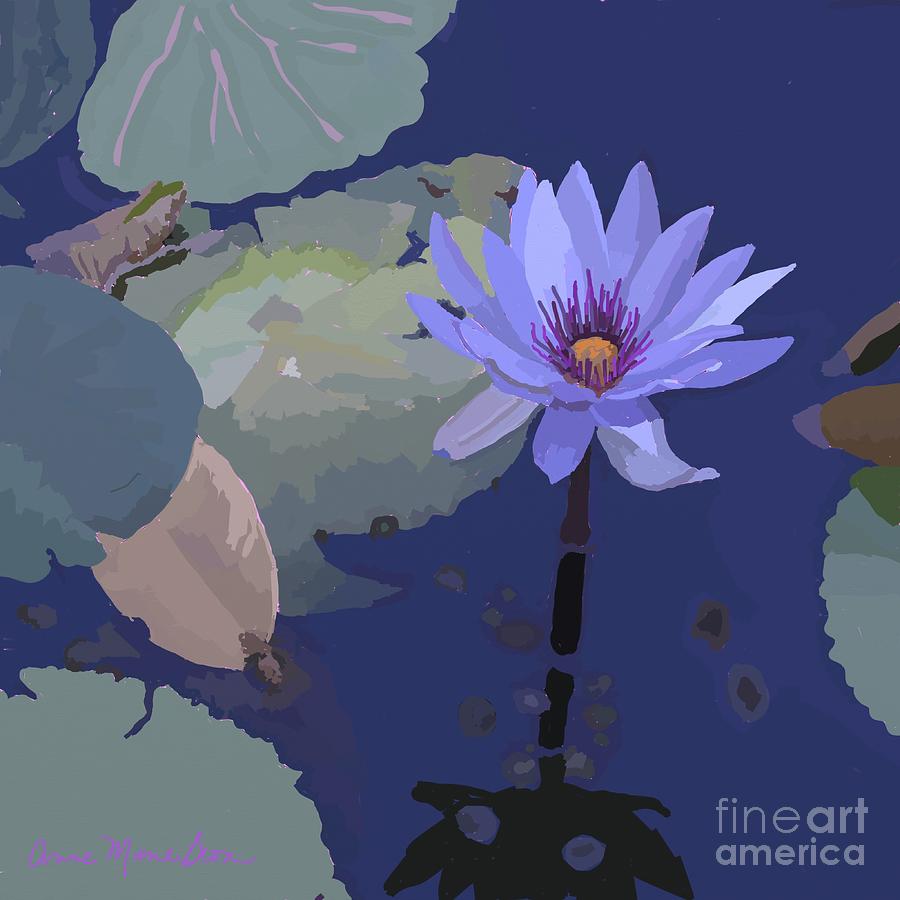 Blue Water Lily Digital Art by Anne Marie Brown