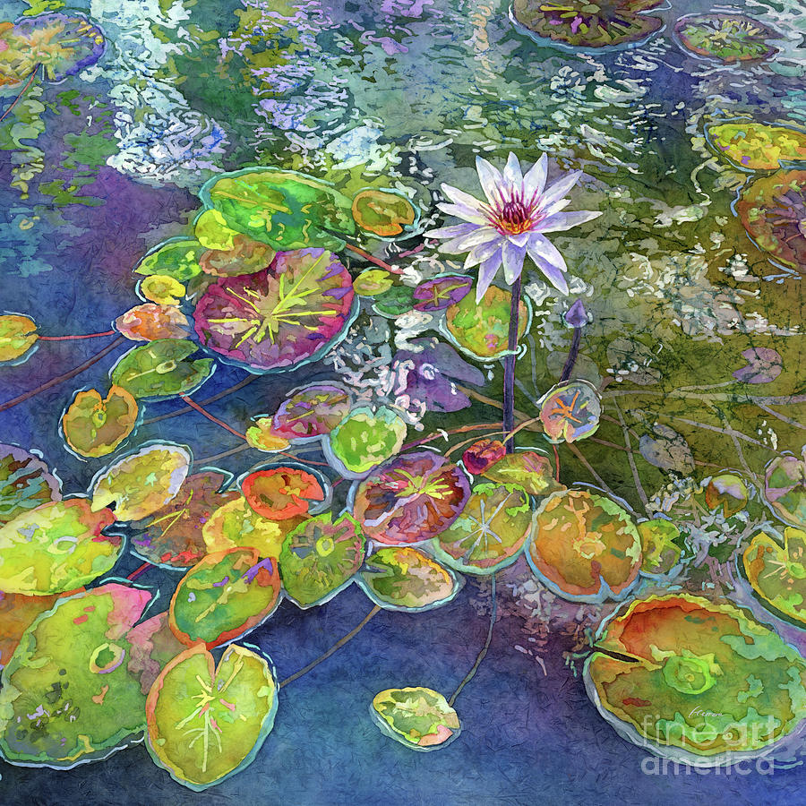 Blue Water Lily -  Nymphaea Blooming Painting