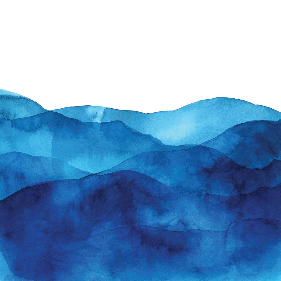 Blue Watercolor Background With Waves Drawing by Saemilee
