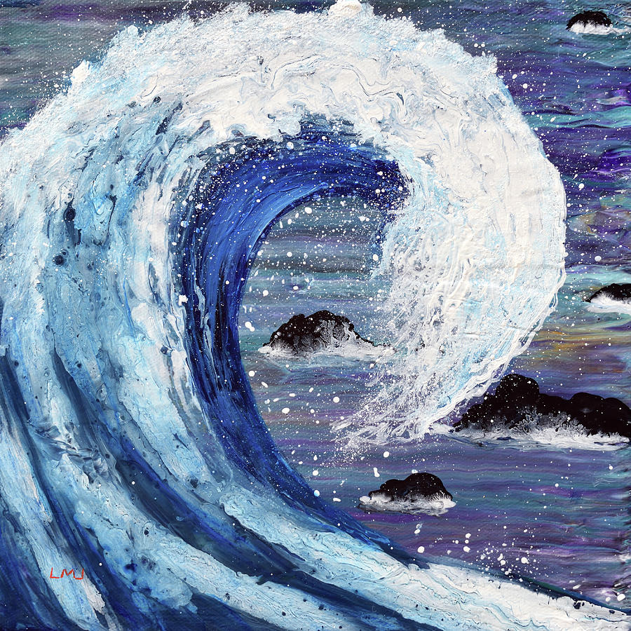 Blue Wave Painting by Laura Iverson