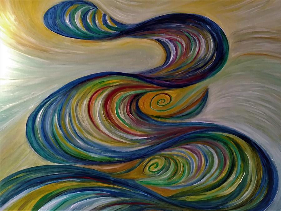 Blue Wave of Emerged Emotions Painting by Vivian Aaron