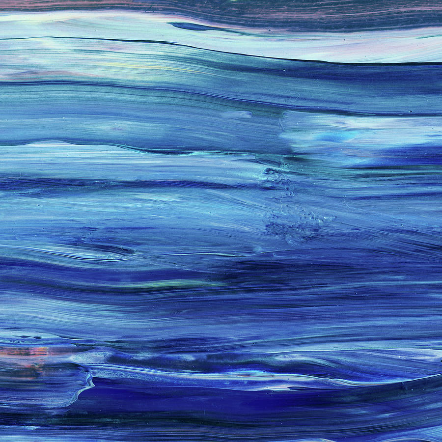 Blue Waves Of River Stream  Painting by Irina Sztukowski