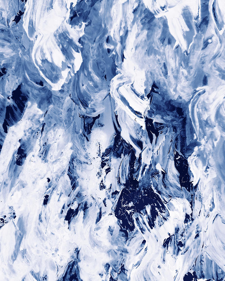 Blue Waves Splash Curves Contemporary Art Organic Decor II Painting by Irina Sztukowski