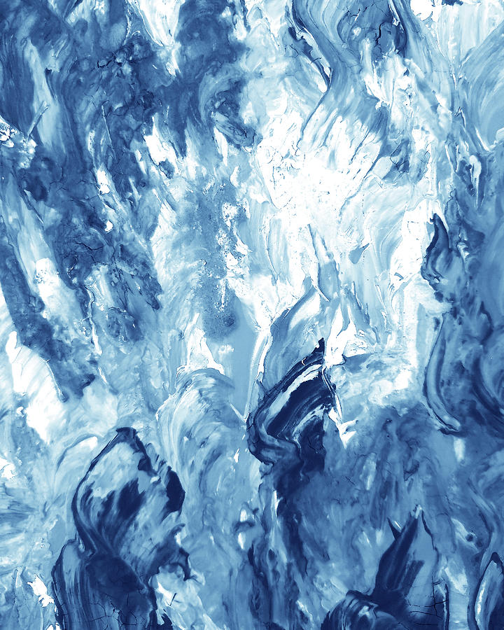 Blue Waves Splash Curves Contemporary Art Organic Decor III Painting by Irina Sztukowski