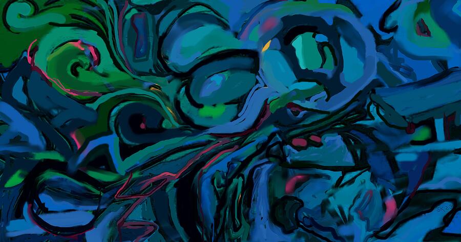 Blue Wax Painting by Sonja Kraft