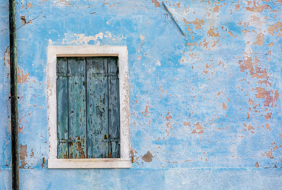 Blue Weathered Window of Medieval Venice Photograph by David Letts