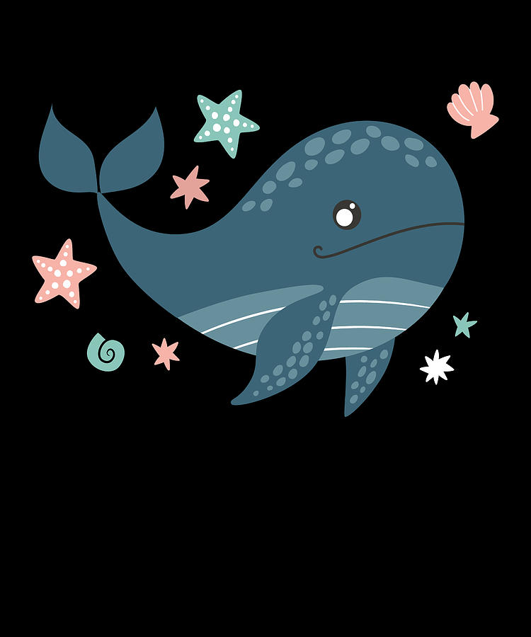 Blue Whale Cute Kids Whale Sea Digital Art by Moon Tees - Fine Art America