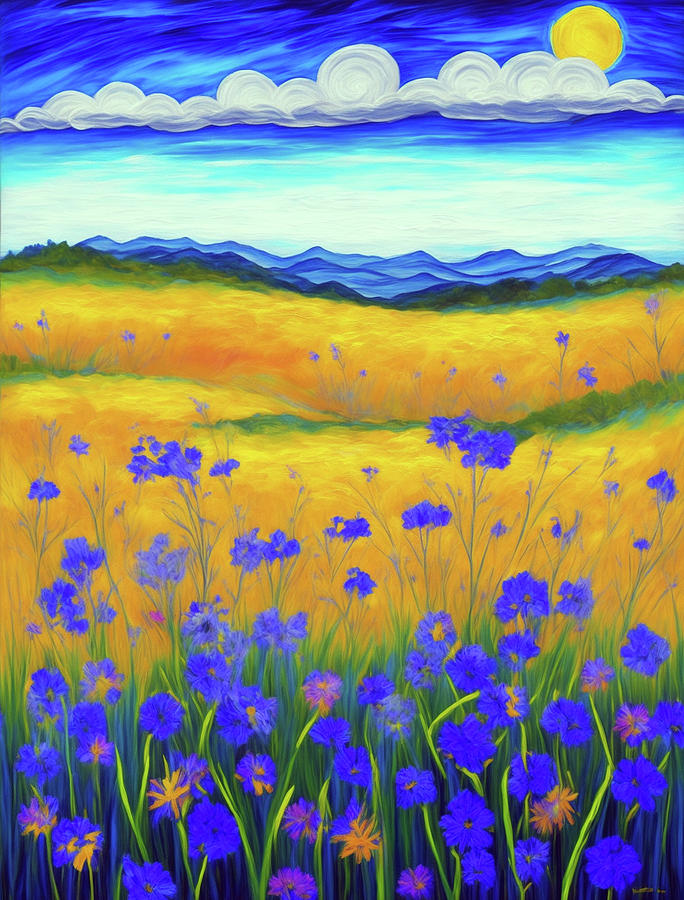 Nature Digital Art - Blue Wildflowers by Long Shot