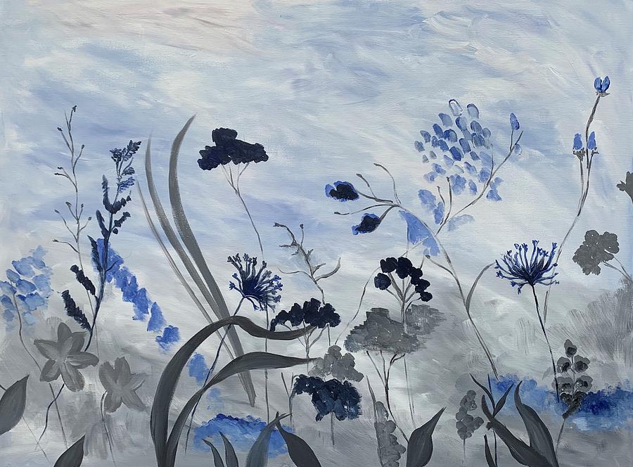 Bedroom Decor Painting - Blue Wildflowers by Natalia Ciriaco