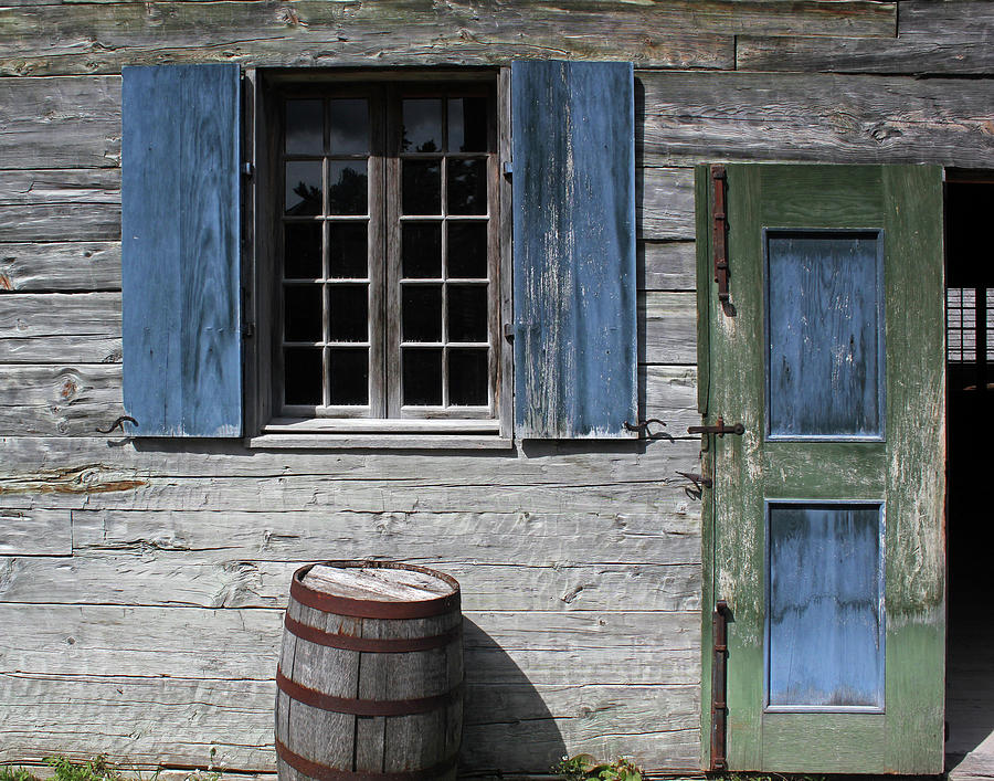 Blue Window Green Door Barrel Photograph by Mary Bedy