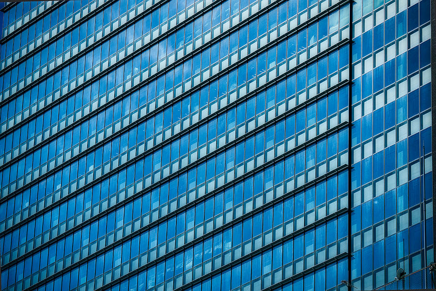 Blue Window Patterns - Tokyo - Japan Photograph by Stuart Litoff