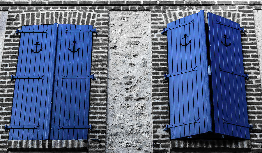 Blue windows in Normandy, France Photograph by Fabiano Di Paolo