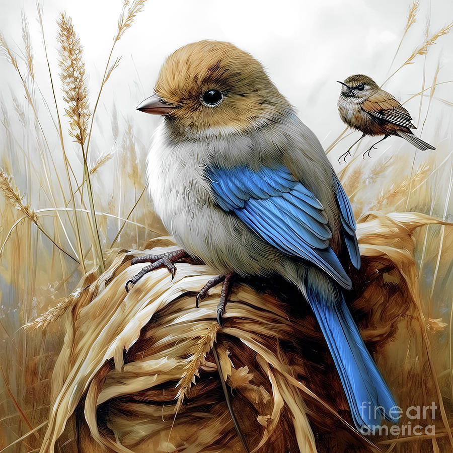 Blue Wing Bird  Digital Art by Elaine Manley