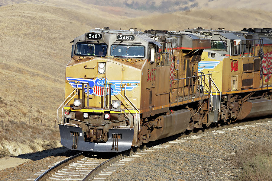 Blue Wings -- Union Pacific AC45CTE and SD70ACe in The Tehahapi Mountains, California Photograph by Darin Volpe