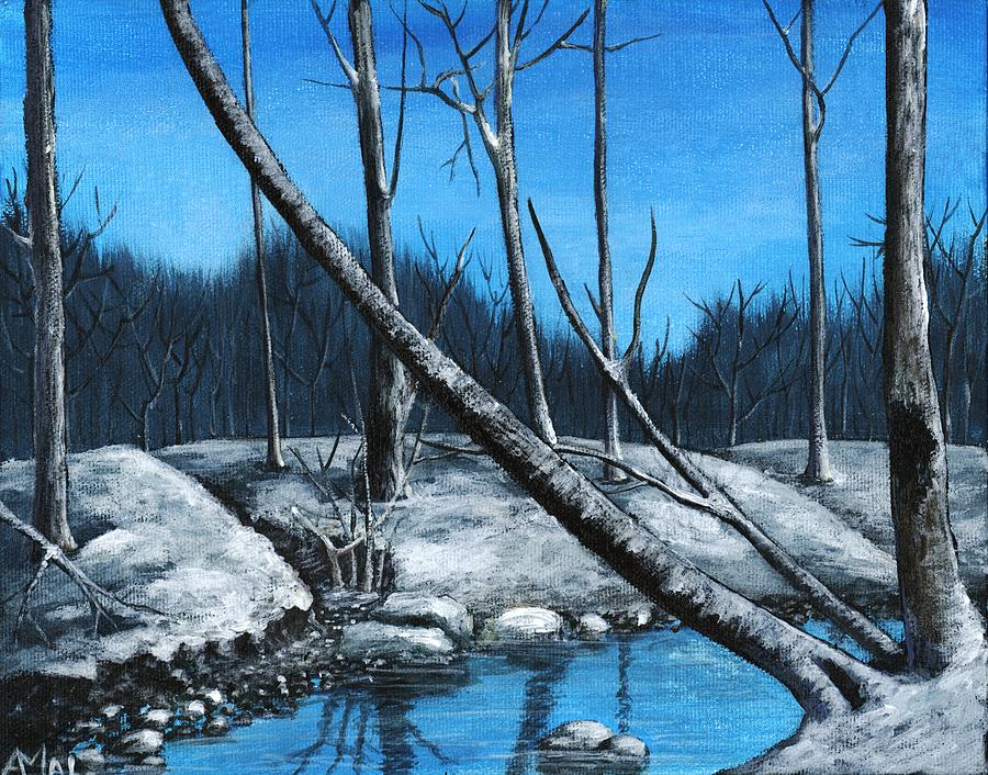 Blue Winter Painting by Anastasiya Malakhova