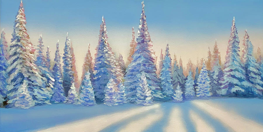 Blue Winter Painting by Caroline Swan - Fine Art America