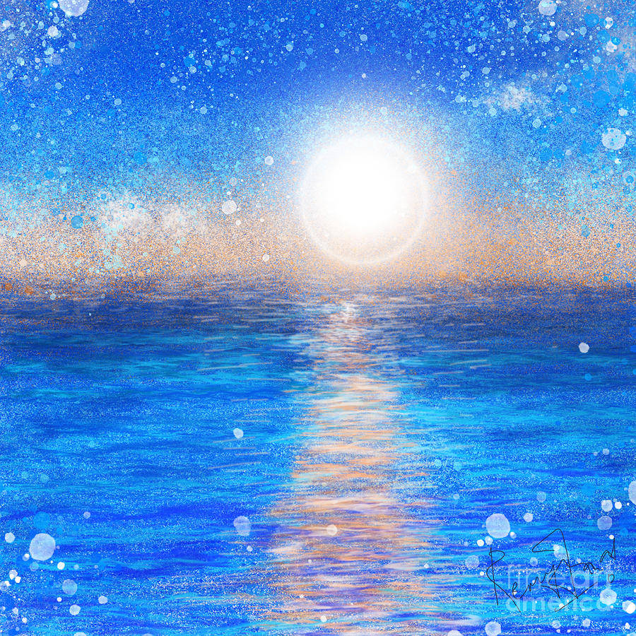Blue Winter Seascape Painting Digital Art by Remy Francis