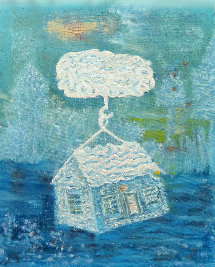 Blue with cloud Painting by Elzbieta Goszczycka