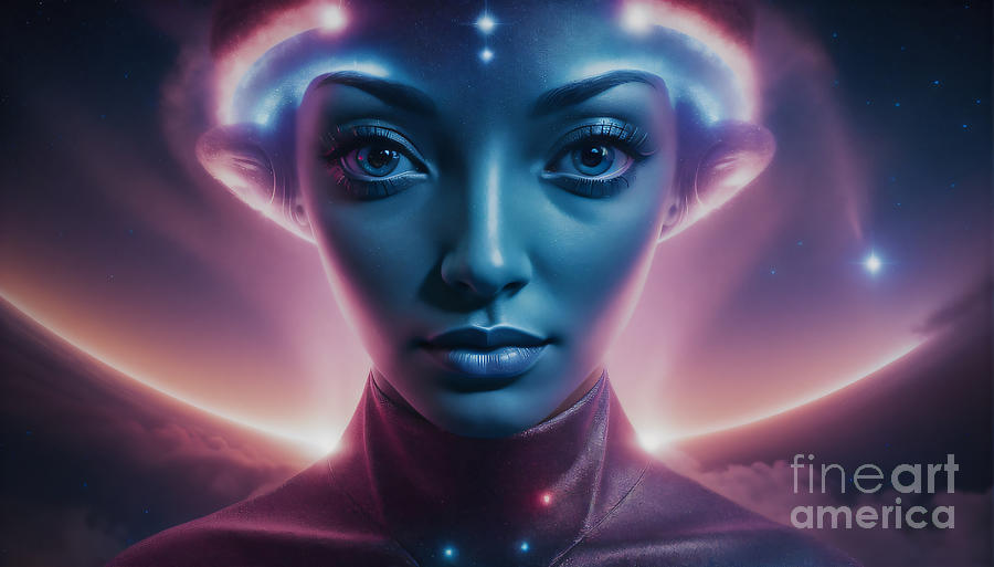 Blue Woman Alien Digital Art by Timothy OLeary